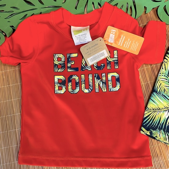 NWT 2 piece set/ Crazy 8 boys swimwear 6 - 12 months orange/blue/green - Picture 3 of 6